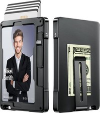 Minimalist Smart Wallet Men RFID Blocking Automatic Ejector Card Case ID Window