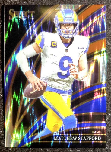 2025 Panini Select Matthew Stafford #219 Red & Blue Shock Prizm Los Angeles Rams