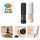 Sleek Black & White Pepper Grinder with LED Light and 6 Coarseness Settings