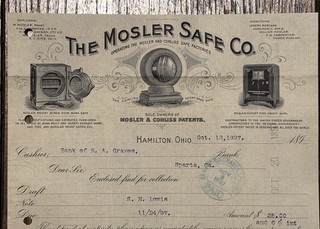 The Mosler Safe Co. 1897 Billhead