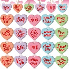 40 Pcs Valentine's Day Heart Wooden Hanging Ornaments Valentines Wood Slices...