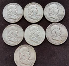 Ben Franklin Half Dollar- Lot of 7 Circulated SILVER Coins 1949-1961