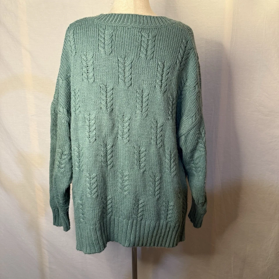 Lucky Brand v-образным вырезом вязаный свитер пуловер текстурированный зеленый повседневный размер XL - Изображение 2 из 4