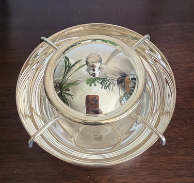 Christofle Silverplate Glass-Crystal Caviar Set VTG 4 Piece Set Stamped France