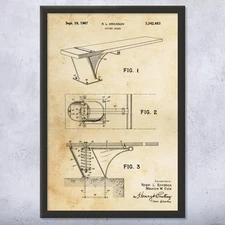 Diving Board Patent Wall Art: Swimming Gifts, Sports Art, Athlete Gifts