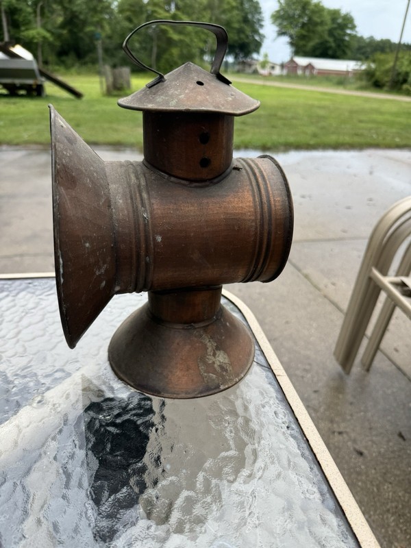 Vintage Miners Lamp Candle Holder Art Country Ware Rustic Copper Metal Light