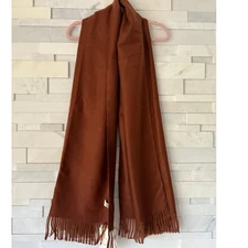SKY CASHMERE NWT Lillygatan 23 100% Wool Wrap Scarf Pashmina Fringe Acorn Brown 