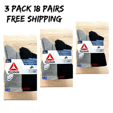 Reebok winter Boys Cushion Crew Performance Socks 3 6 Pack White, black  Grey