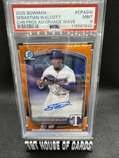 2025 BOWMAN CHROME PROSPECT AUTOS ORANGE WAVE SEBASTIAN WALCOTT /25 PSA 10