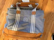 Pottery Barn Kids classic Harper Diaper bag w pad gray mono D issue stitching