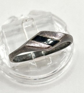 Black Onyx Stone Mexico Sterling 925 Size 8 Signet / Pinky Ring 2g Signed NA