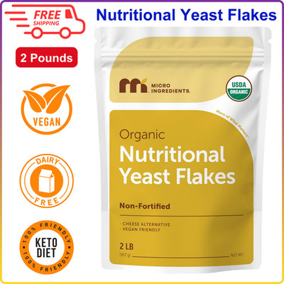 Organic Non-Fortified Nutritional Yeast Flakes, 2 Pounds, Rich in Vegan Protein