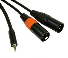 10ft Premium 3.5mm TRS Stereo Male to 2 XLRinchinch Male Y-Breakout Cable