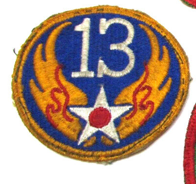 Old World War II Army Air Force 3'' dia Vintage Round Blue White Gold Wings Patch