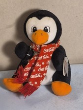 1998 Coca-Cola Coke Penguin Bean Bag Plush Toy Snowflake Scarf