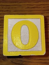 Vintage Wooden Alphabet Block Letter O Colored Sides Crafts 1.75x1.75
