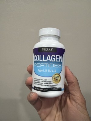 Toplux Multi Collagen Peptides 1800mg Capsules - White/Blue Bottle, 90 Count