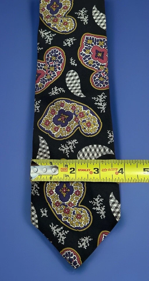 Gravata Pierre Balmain preta paisley 100% seda em excelente estado usado - Imagem 2 de 3