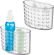 Suction Cup Shower Caddy Basket - Bathroom Storage Organizer, Set of 2, Clear,