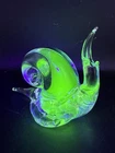 Uranium Glass Murano Snail, V Nason, Vaseline, Blue, And Clear
