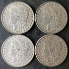 Lot of Four 1878 $1 Morgan Silver Dollars
