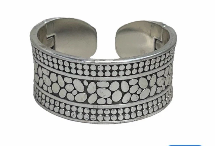BRAZALETE BRAZALETE GRUESO PLATA DOBLE BISAGRA GUIJARRO BRILLANTE LN Foto 2 de 4