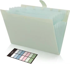 SKYDUE Expanding File Organizer with 8 Pockets, letter /A4 size, Light Green 