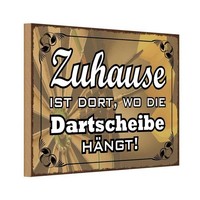 Holzschild 12X18 Cm Zuhause Wo Die Dartscheibe HäNgt Spruch Zitat Deko Geschenk