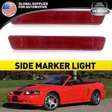 Red Rear Bumper Side Marker Reflectors Kit For 99-04 Ford Mustang XR3Z-15A448-AA