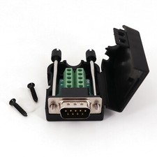 10Pcs DB9 Male 9Pin Screw Black Cover DIY Terminals Plug Connector