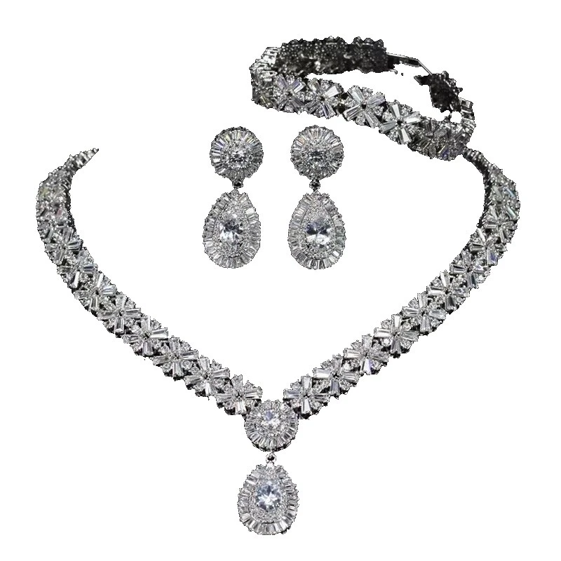 Swarovski banhado a ouro branco 18k conjuntos de Bijuteria