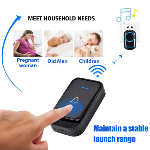 Wireless Door Bell Waterproof 300m Range Home Wall Plug In Doorbell 45 Chimes - Picture 5 of 13