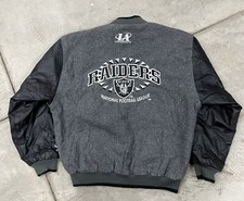 Vtg Logo Athletic Raiders Jacket M NFL Snap Wool Leather Medium LA Las Vegas