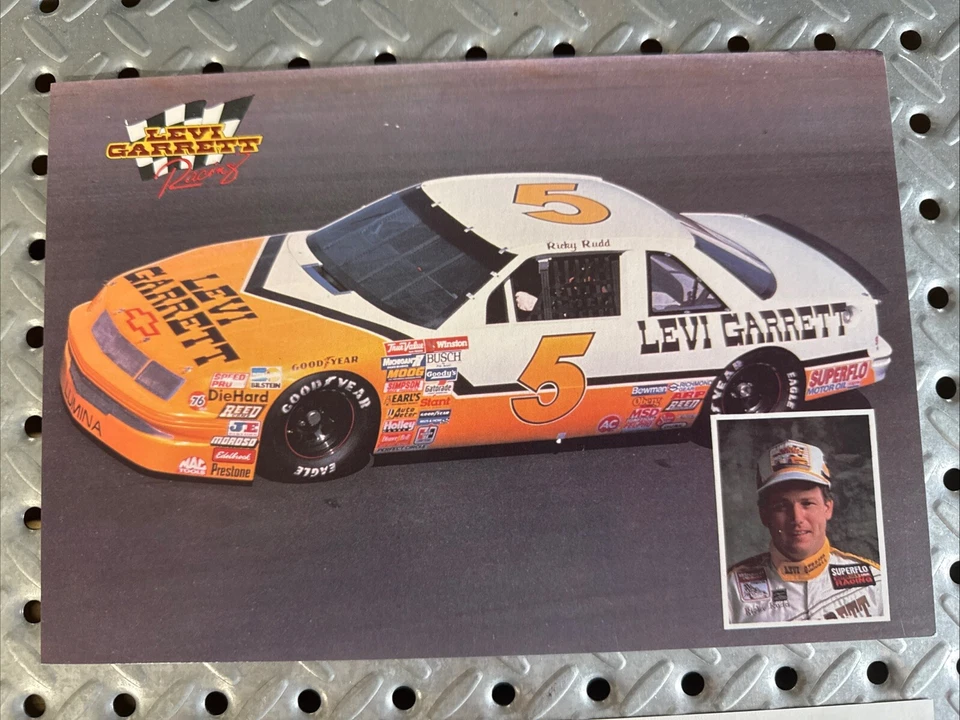 "Tarjeta de héroe NASCAR Ricky Rudd #5 Levi Garrett vintage 6,5"" x 9,5""" Foto 3 de 3
