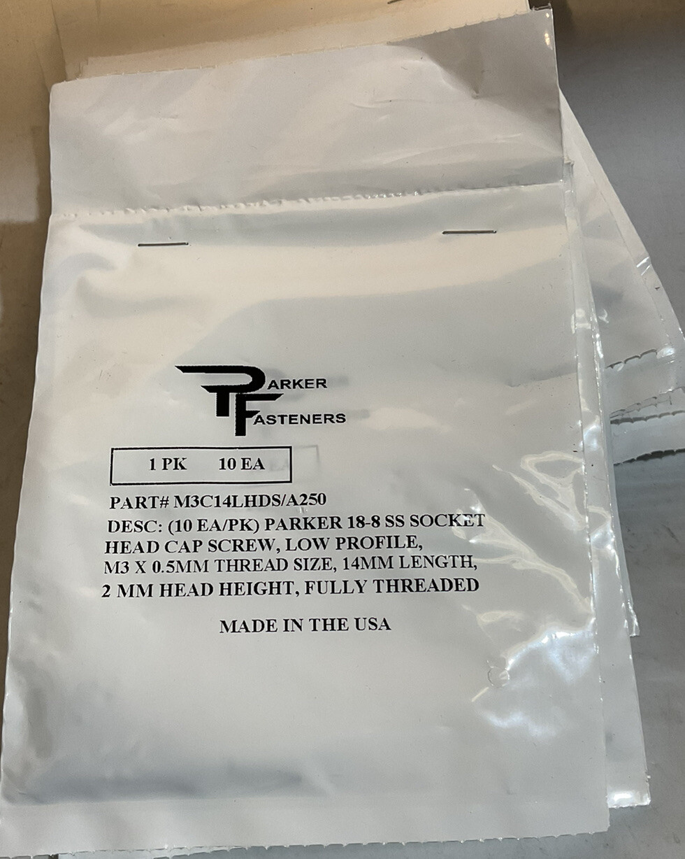 5 Pack Of 50 Parker Fasteners 18-8 SS Socket Head Cap Screw