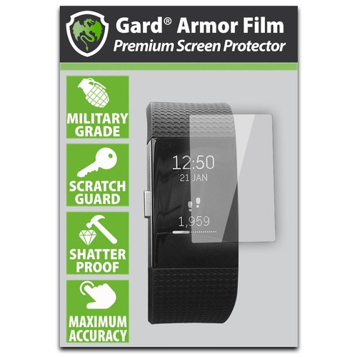 gard for FITBIT Charge 2 / II SCREEN PROTECTOR Military Shield - Pack of 3 - Picture 2 of 3