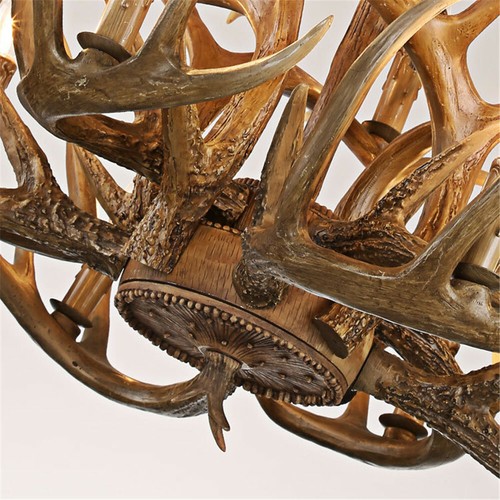 Vintage Antler LED Chandelier Light Retro Deer Horn Restaurant Pendant 12 Lamps - Picture 4 of 8