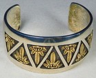 Cut Out Overlay Handmade Cuff Bracelet Hopi Watson Honanie Sterling 14K Gold