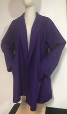 J. Hilary Wool Over Coat Womens XL Purple Open Front Demure Lined Made in USA