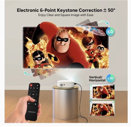 WEWATCH V52 Projector 1080P Full HD 230'' WiFi HDMI & Portable Projector Screen - Picture 3 of 16