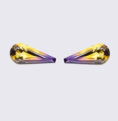 1 Pair 16 x 12 MM Natural Bi-Color Bolivia Ametrine Untreated Gemstone Certified