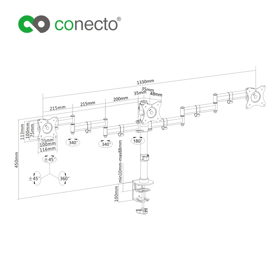 Monitor Bildschirm Halter Tischhalterung Schreibtischhalterung 3x LCD LED TFT PC - Bild 4 von 4