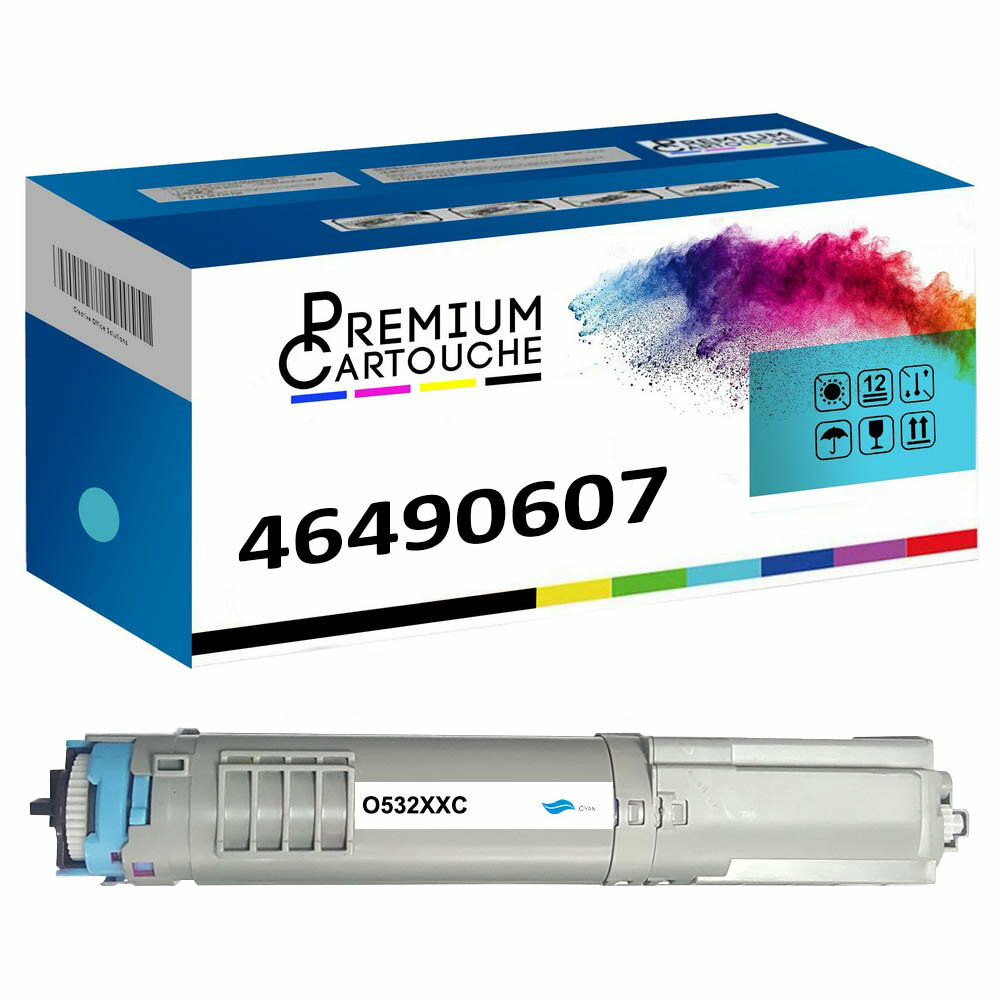Toner 46490607 cyan pour des impressions laser OKI sans trace à haute capacité