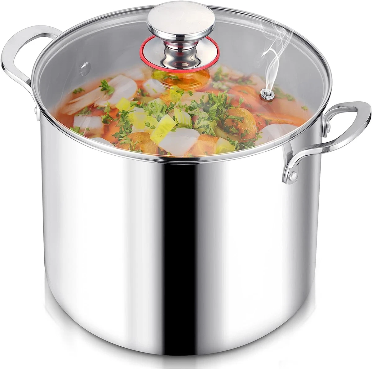 12QT 18/10 Stainless Steel Stock Pot with Lid, Large Soup Pot, Big  Cookware, 12