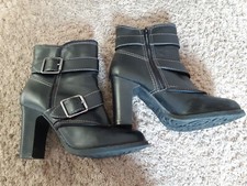 Lower East Side Womens 8.5W Black Chunky Platform Boots Faux Leather