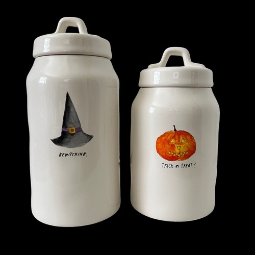 2017 Rae Dunn Artisan Collection Fat Jack Bewitching 2 pc Canister Set - Picture 2 of 14