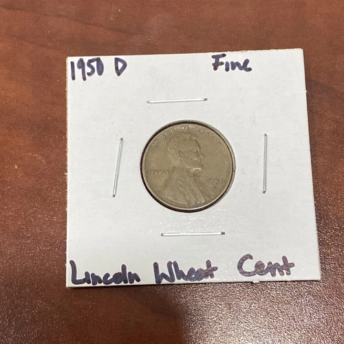 1950 D BN Lincoln Wheat Cent Fine Condition Penny