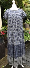 Anthropologie Blue Patterned Floaty Maxi Dress UK XS New