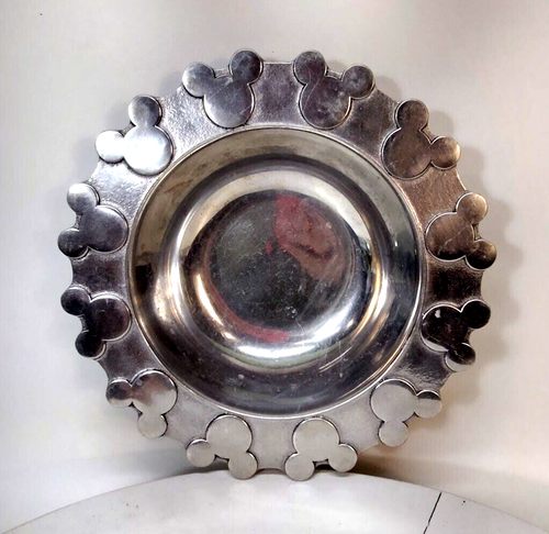 Vtg Rare Mickey Mouse LG Pewter Bowl