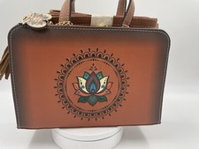 Purse Handbag Cross Body clutch hobo Genuine Leather Lotus Hand Made  Artisanal